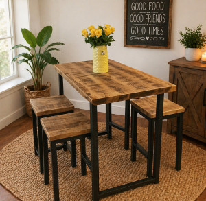 poseur bar table with 4 stools reclaimed pine industrial breakfast bar set